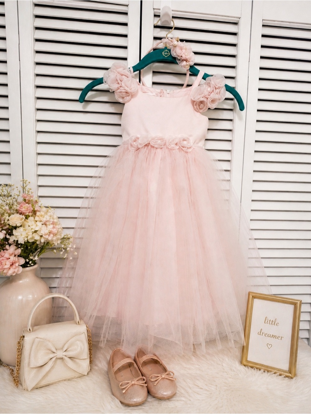Biscotti Pale Pink Tulle Rosette Party Dress Flower Girl Special Occasion Baby